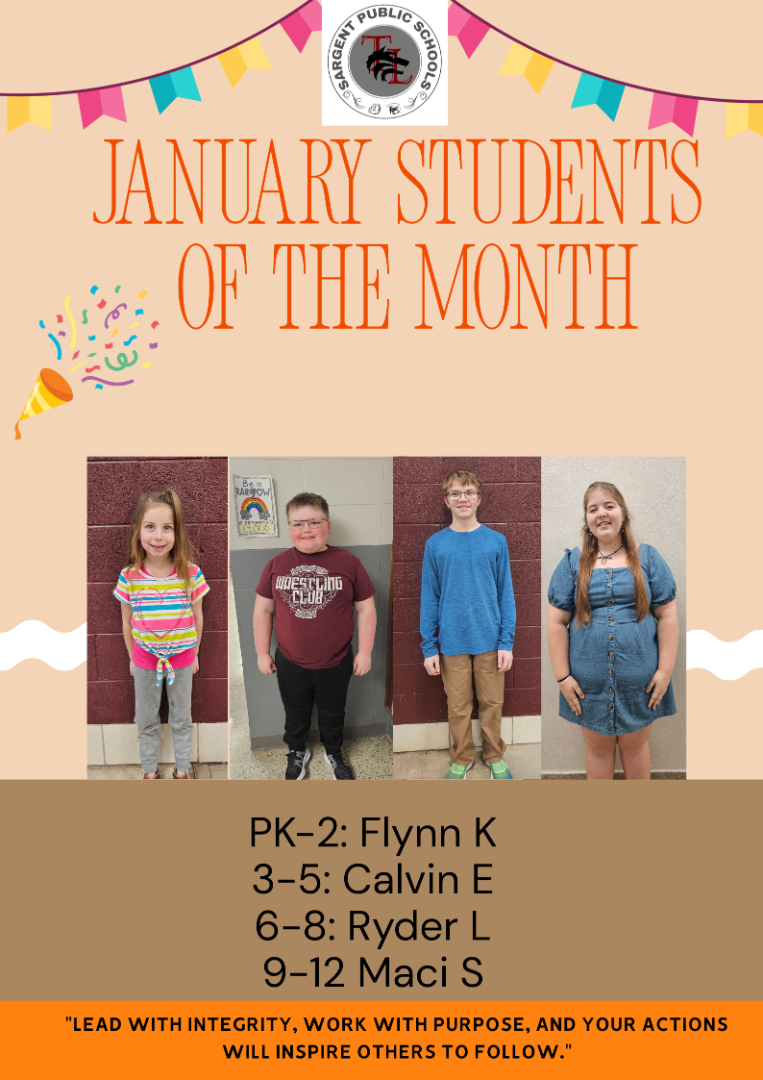 January Students of the month poster 